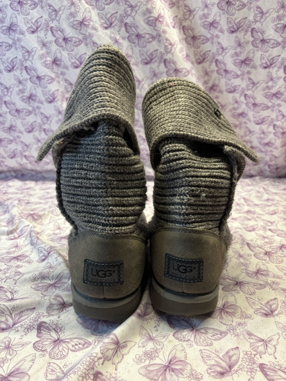 🌀UGG Classic Cardy Knit Gray Boots - Picture 4 of 6